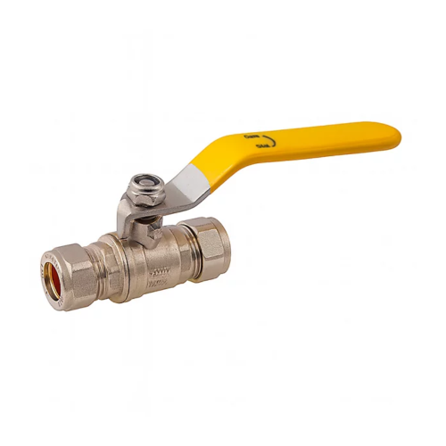 Yellow Gas & Water Lever Ball Valve 15mm
