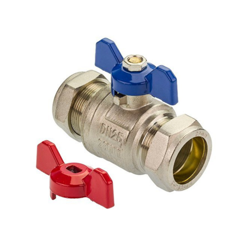 Red/Blue Butterfly Handle Ball Valve 22mm