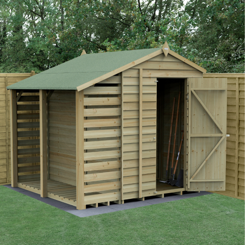 4Life Apex Shed 5X7 - Single Door - No Windows -  With Lean-To (Home Delivery)