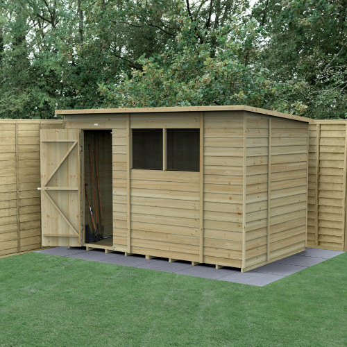 4Life Pent Shed 10X6 - Single Door - 2 Windows (Installed)