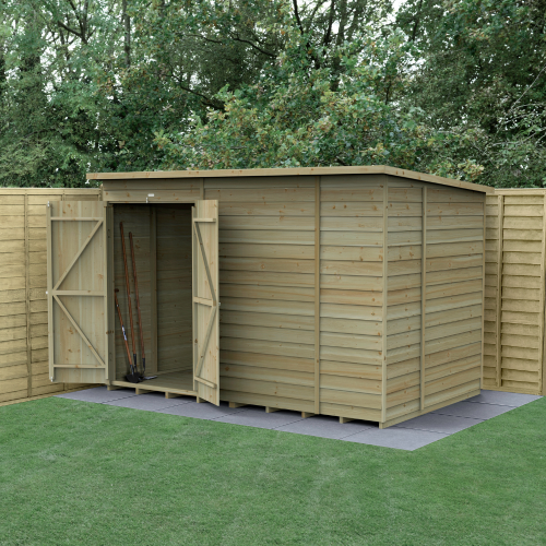 4Life Pent Shed 10X6 - No Windows - Double Door (Installed)