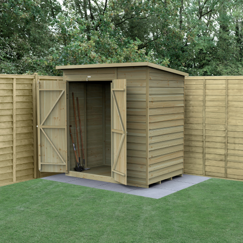4Life Pent Shed 6X4 - No Windows - Double Door (Installed)