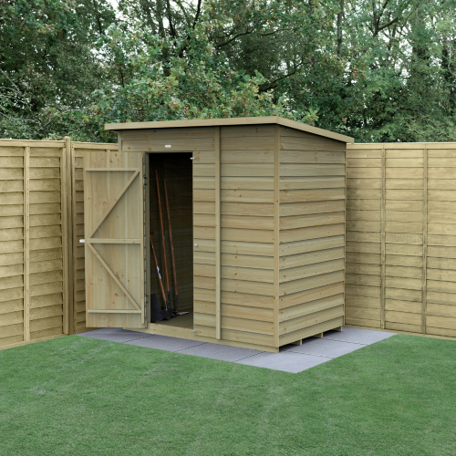 4Life Pent Shed 6X4 - Single Door - No Windows (Installed)