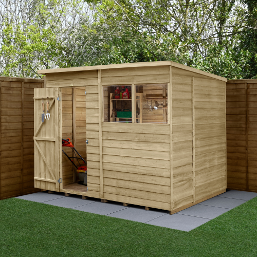 4Life Pent Shed 8X6 - Single Door - 2 Windows (Installed)