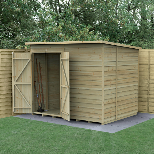 4Life Pent Shed 8X6 - No Windows - Double Door (Home Delivery)