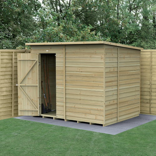4Life Pent Shed 8X6 - Single Door - No Windows (Installed)