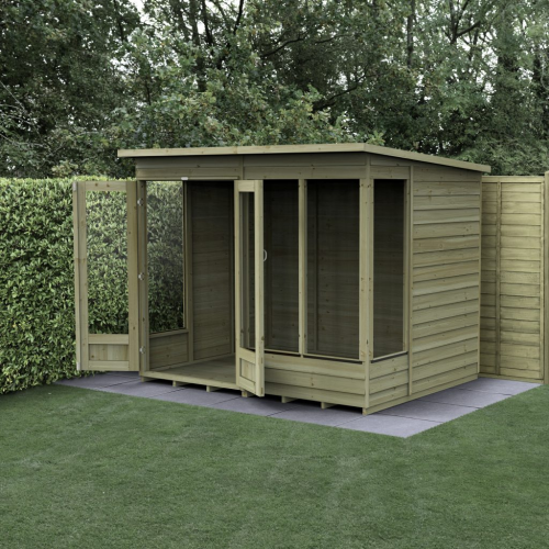 4Life Pent Summerhouse 8X6 - Double Door - 4 Window (Installed)