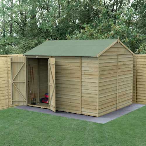 4Life Reverse Apex Shed 10X8 - Double Door - No Windows (Installed)