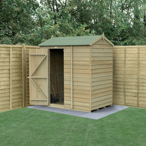4Life Reverse Apex Shed 6X4 - Single Door - No Windows (Installed)