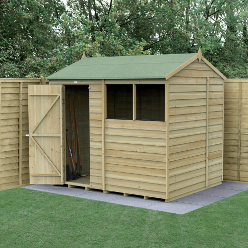 4Life Reverse Apex Shed 8X6 - Single Door - 2 Windows (Installed)