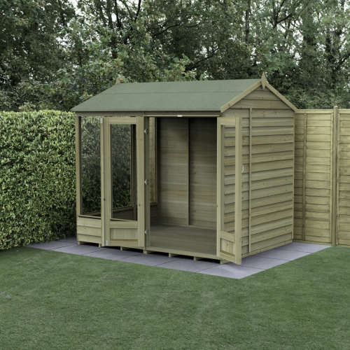 4Life Reverse Apex Summerhouse 8X6 - Double Door - 5 Window (Installed)