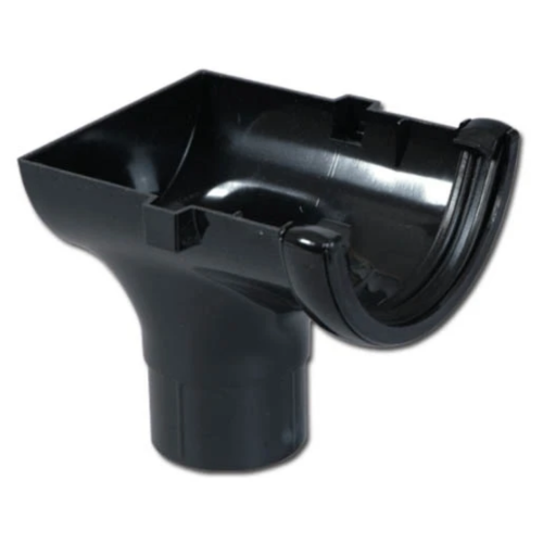 112mm Half Round Stop End Outlet Black