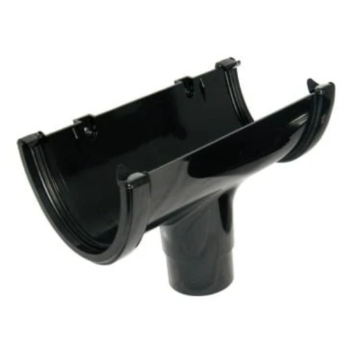 112mm Half Round Gutter Running Outlet Black