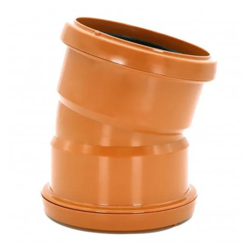 110mm Underground 15Deg  Bend Double Socket Terracotta