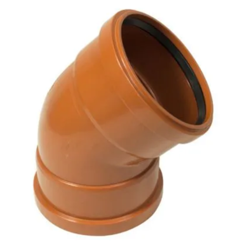 110mm Underground 45Deg Bend Double Socket Terracotta