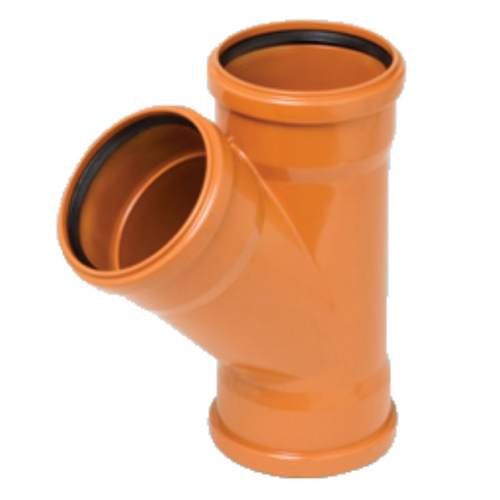 110mm Underground 45Deg  Branch Double Socket Terracotta