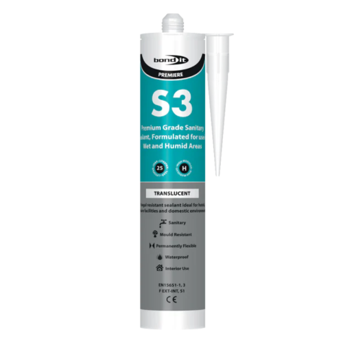 Bond It S3 Sanitary Aceroxy Silicone Sealant With Fungicide Translucent 310ml