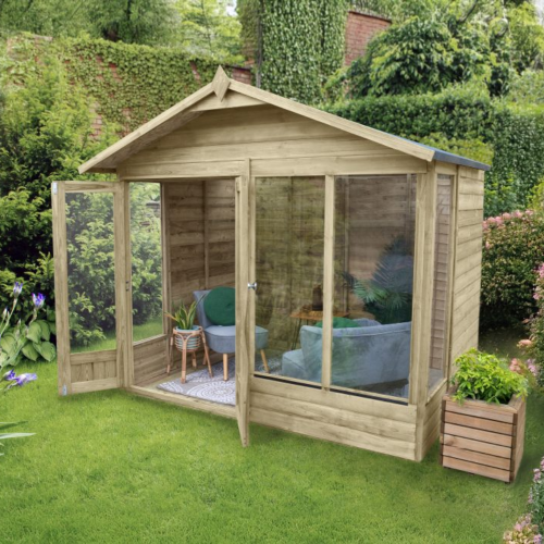 Beckwood Apex Summerhouse 8X6 - Double Door - 4 Windows (Home Delivery)