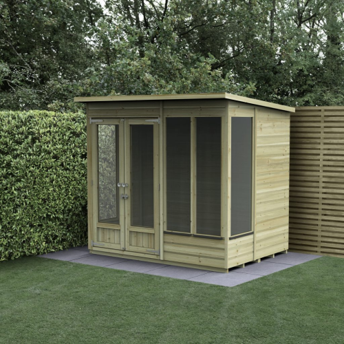 Beckwood Pent Summerhouse 7X5 - Double Door - 4 Windows (Installed)