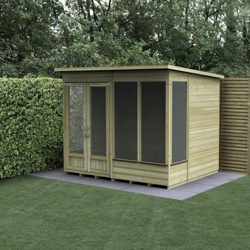 Beckwood Pent Summerhouse 8X6 - Double Door - 4 Windows (Home Delivery)