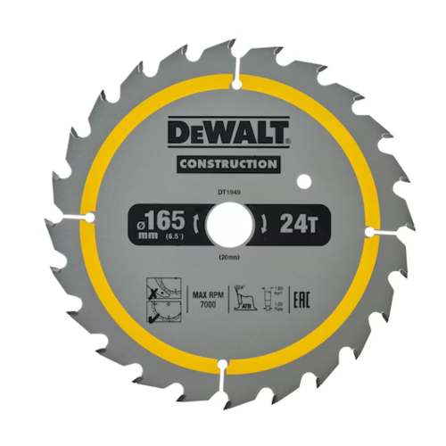 Dewalt Construction Circular Saw Blade 165mm x 20mm x 24T