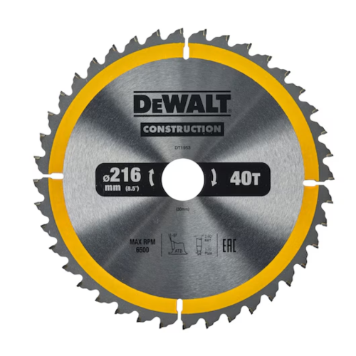Dewalt Construction Circular Saw Blade 216mm x 30mm x 40T