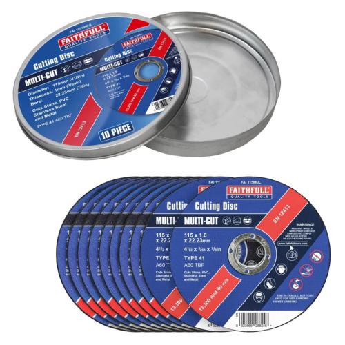 Faithfull Stainless Steel Inox Cutting Discs 115mm 10 Piece