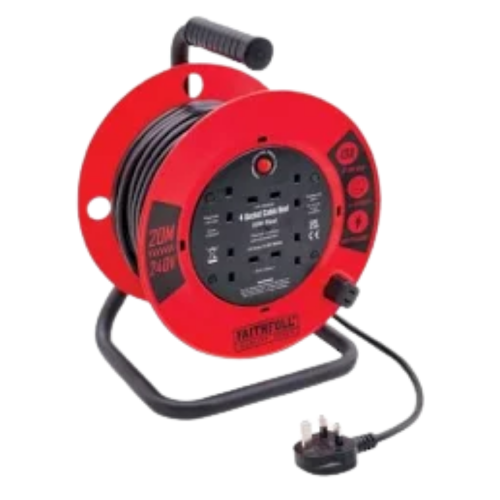 Faithfull 20m 4 Socket Cable Reel 13A