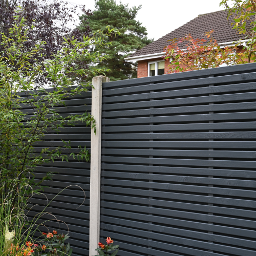 1.8M X 1.8M Contemporary Double Slatted Fence Panel - Anthracite Grey - Pack Of 3 (Home Delivery)