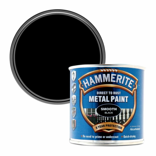Hammerite Smooth Black Metal Paint 250ml