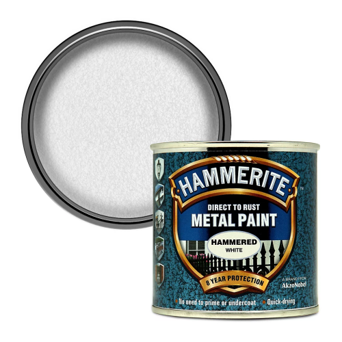Hammerite Hammered White Metal Paint 250ml