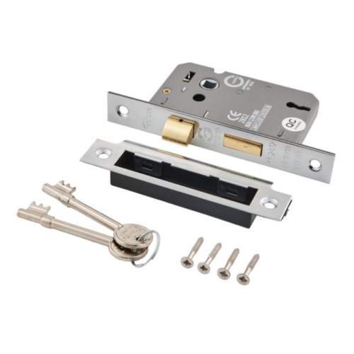 3 Lever Mortice Sashlock Nickel Plated 63mm