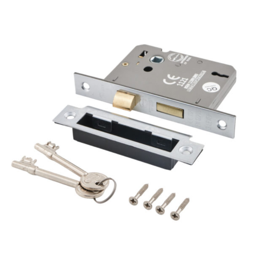 3 Lever Mortice Sashlock Nickel Plated 76mm