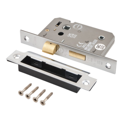Mortice Bathroom Lock Nickel Plated 63mm