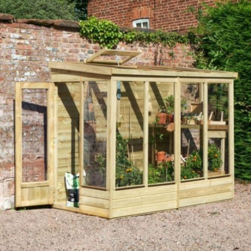 8X4 Wallscape Lean-To Greenhouse Solid Back (Home Delivery)