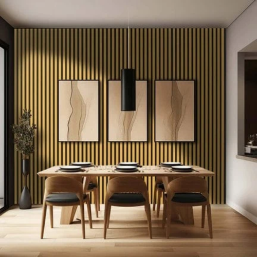 Acoustic Slatted Wall Panel Oak 2400mm x 608mm x 21mm