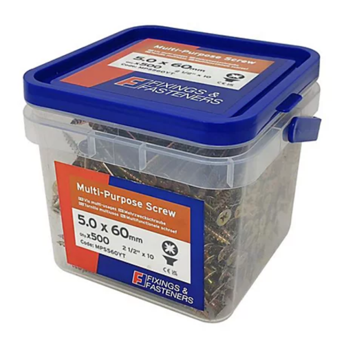 Forgefix ZYP Multi Purpose Screw 5 x 100mm Tub Qty 300