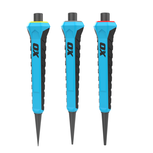 Ox Pro Nail Punch 3 Pack Set With Grip (0.8, 1.6, 2.4mm)