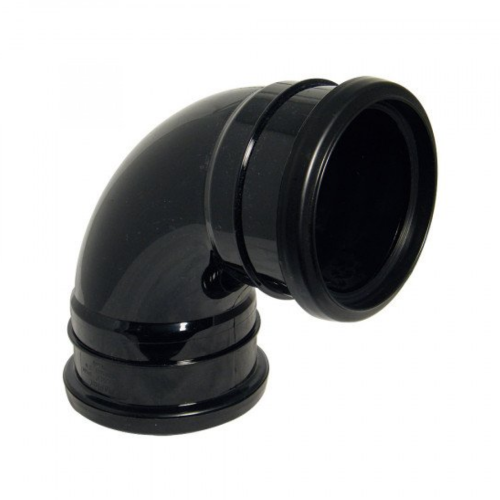 110mm Pushfit Soil Double Socket 90? Bend Black