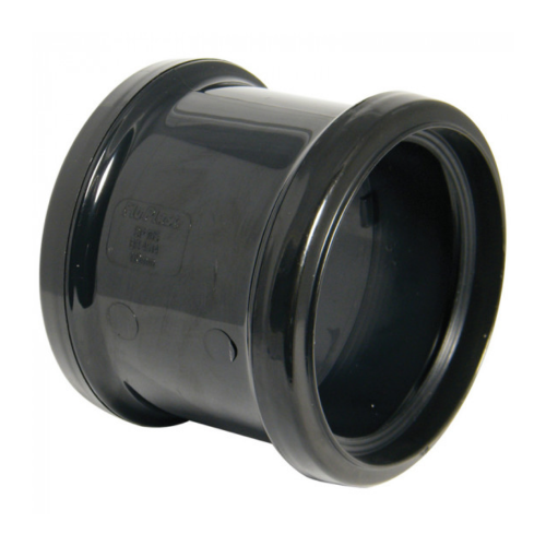 110mm Pushfit Soil Double Socket Coupling Black