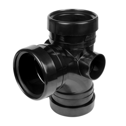 110mm Pushfit Soil Tripple Socket 92.5? Branch Black