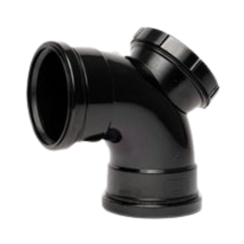 110mm Pushfit Soil Double Socket Access Bend Black