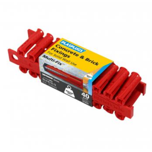 Plasplugs General Purpose Concrete & Brick Fixings Red Pack Of 40