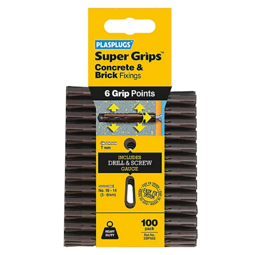 Plasplugs Super Grip Fixing Plugs Brown 100Pk