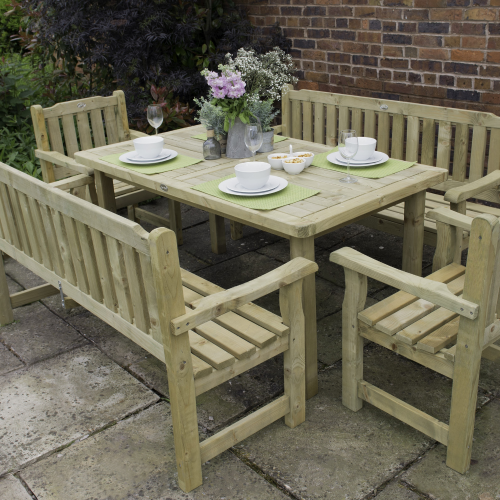 Rosedene Set 2- Table, Benches And Chairs (Home Delivery)