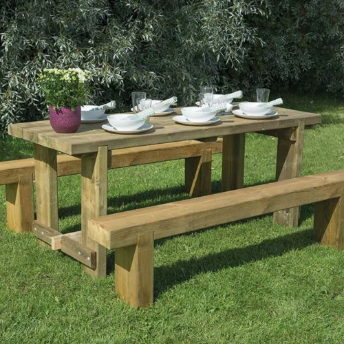 Refectory Table And Sleeper Bench Set - 1.8M (Home Delivered)
