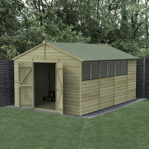 Beckwood 10X15 Apex Shed - 6 Windows - Double Door (Installed)