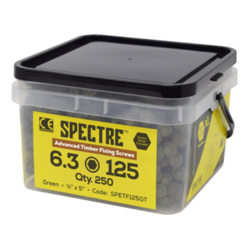 Spectre Timber Fixing Screw Tub 6.3 x 125mm Qty 250