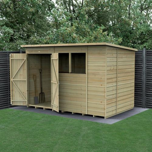 Beckwood 10X6 Pent Shed - 2 Windows - Double Door (Home Delivery)