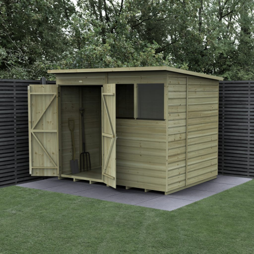 Beckwood 8X6 Pent Shed - 2 Windows - Double Door (Installed)